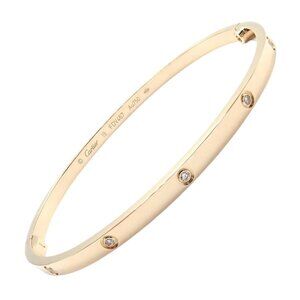 Cartier Love 18k Yellow Gold 10 Diamond Small Model Bangle Bracelet Sz 19 Cert.